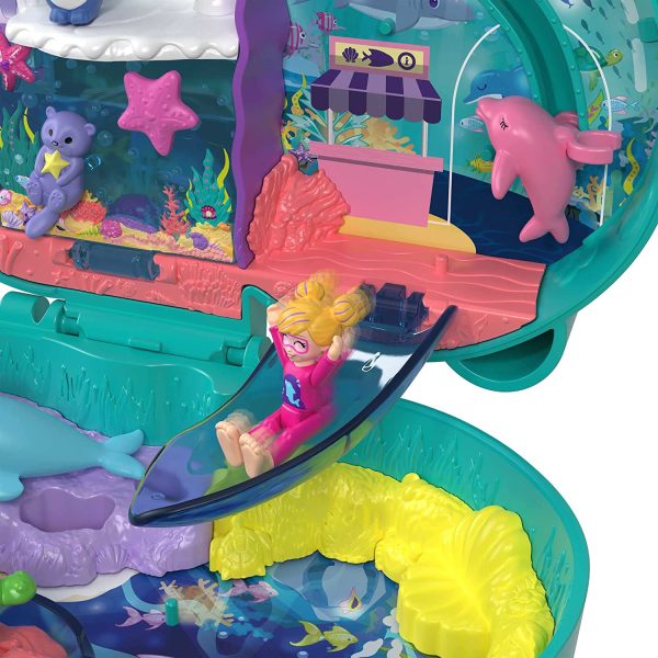 Polly Pocket Coffret Loutre Aquatique, thème aquarium, avec mini-figurines Polly et Nicolas, 5 surprises, 12 accessoires, jouet pour enfant, HCG16 – Image 3