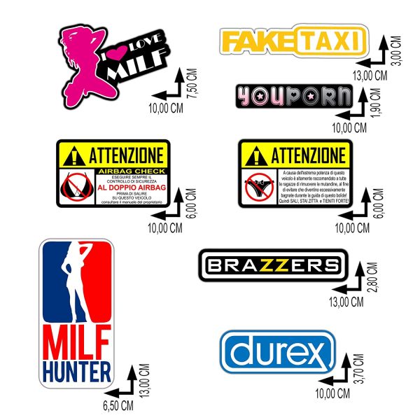 Drôles de moto autocollants tube amusant autocollant décalques porno amusant youporn de faketaxi - 16 Pièces Kit - Motocross Vélo Mtb ordinateur Scooter BRILLANT VINYL marques célèbres Paquet – Image 2