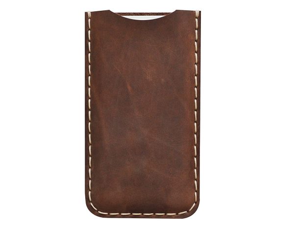 Étui Marron pour iPhone 13 mini en Cuir Véritable. Coque Housse Etui Case Cover Pochette – Image 3