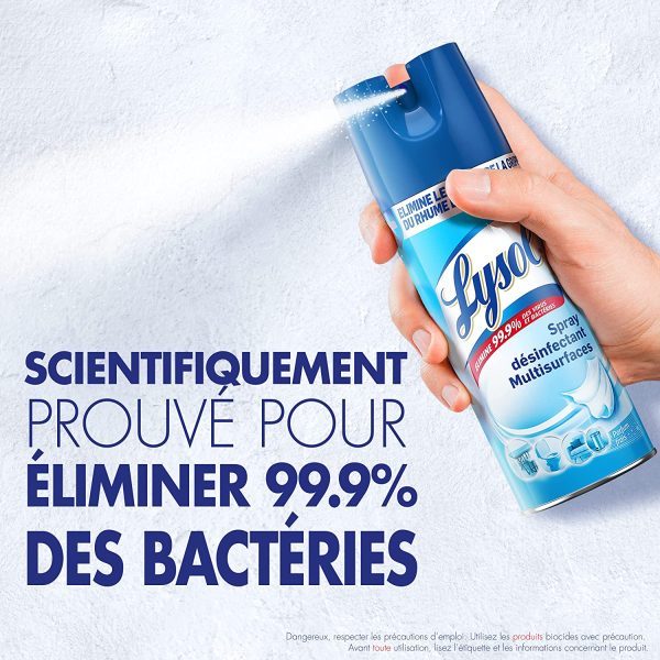 Lysol Spray Désinfectant Antibactérien Elimine 99,9% des Virus et des Bactéries , Multi-Surfaces et Textiles, sans Javel, Parfum Floral - 400ml x 6 unités – Image 4