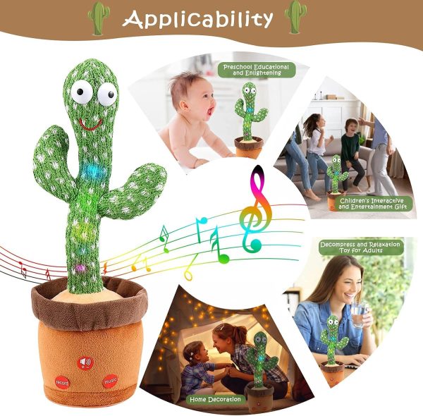 seOSTO Cactus en Peluche Dansant Chantant et Dansant - Jouet électronique en Forme de Cactus pour Enfants - Jouet éducatif Amusant pour Les Enfants (Cactus à Trois Bords)