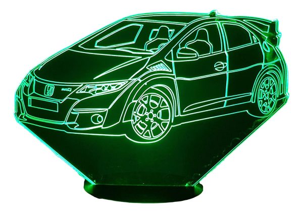 HON CIVIC type R (2), lampe 3D à LED - led illusion 3D - 7 Couleurs – Image 7