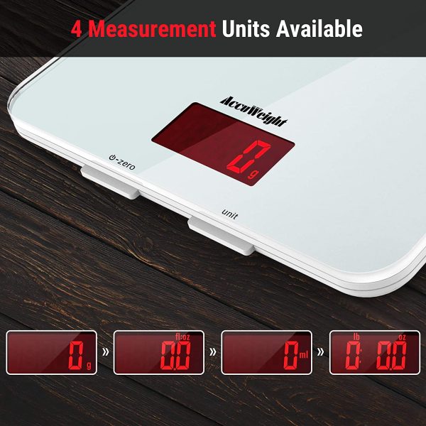 201 Balance de Cuisine Électronique Balance Multifonctionnelle Numérique avec Écran LCD Rétro-éclairé Balances Postales avec Plateforme en Verre Trempé, Arrêt Automatique, Fonction de Tare – Image 7