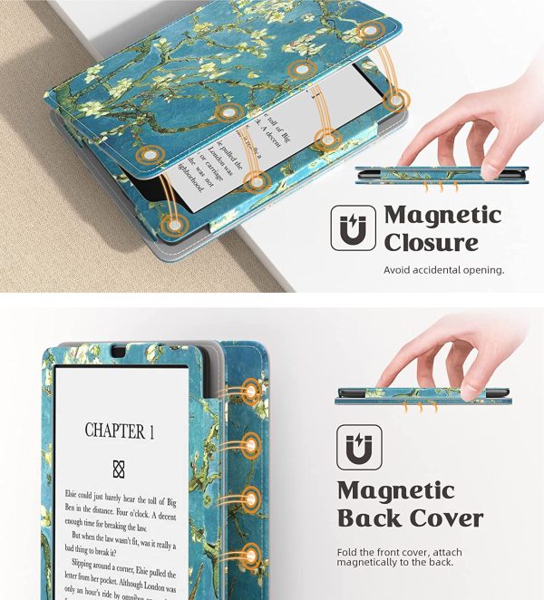 Étui Compatible avec 6,8 Pouces Kindle Paperwhite 11e Gén Modèle 2021, Coque de Protection avec Dragonne, Auto Réveil/Veille pour Kindle Paperwhite Édition Signature, Abricot épanoui