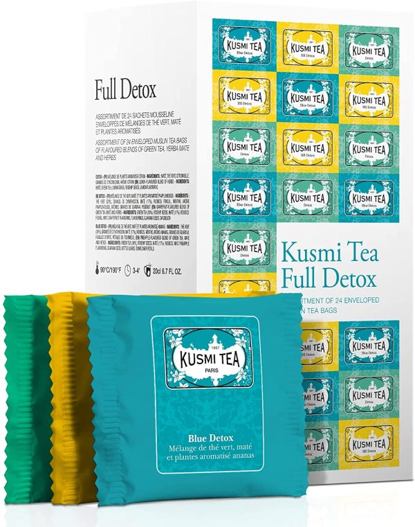 Kusmi Tea - Coffret de thé en sachet Full Detox - Assortiment Thés Verts Aromatisés - Thés Detox, BB Detox, Blue Detox - Boite de 24 sachets mousseline – Image 6