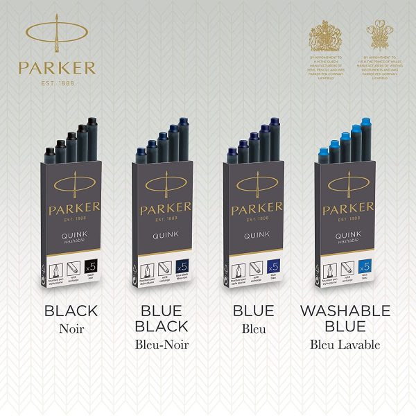 Parker cartouches d'encre pour stylo plume | longue | encre bleue QUINK | Lot de 5 – Image 4