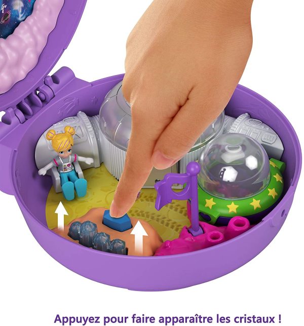 Polly Pocket Coffret Univers L’Exploration de Saturne, mini-figurines Polly et Shani, accessoires et autocollants inclus, jouet pour enfant, GKJ51 – Image 6