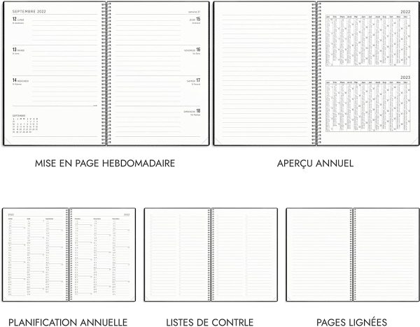 Burde Agenda 2022 Twist A5 Senator | 13 Décembre 2021 - 8 Janvier 2023 | Agenda Hebdomadaire | Planifiez vos 2022 avec style | Couverture Cuir Végétalien