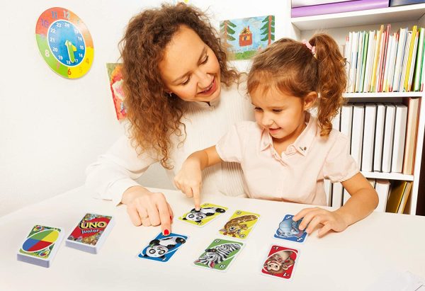 UNO Junior jeu de société et de 56 cartes avec dessins d'animaux, pour enfants dès 3 ans, GKF04 – Image 3