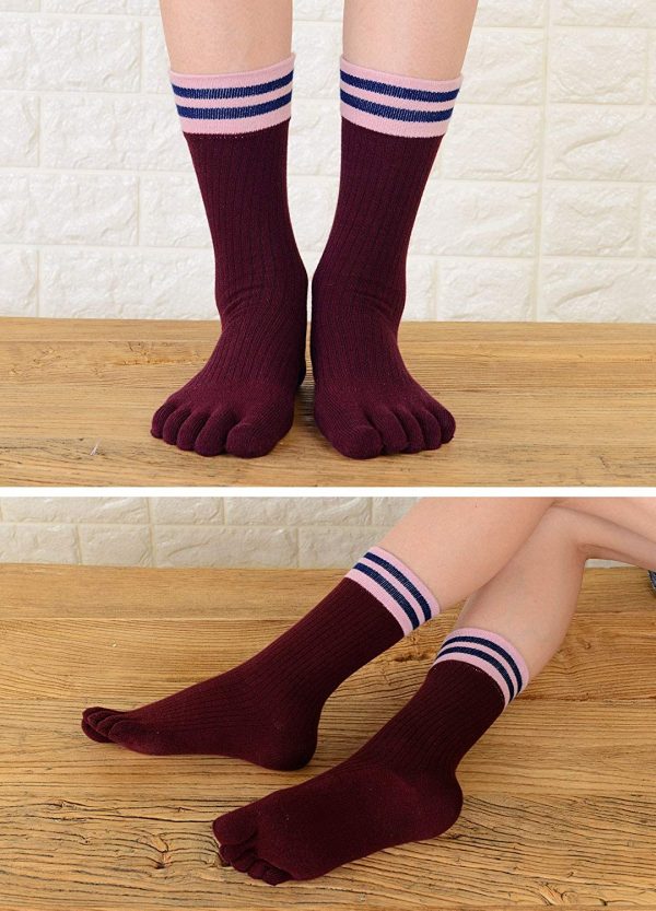 Chaussette à Doigts Femme Chaussettes Orteils Séparés de Sport en Coton, Femme Chaussette Doigt de Pied, doux et respirant, 4/5 paires – Image 2