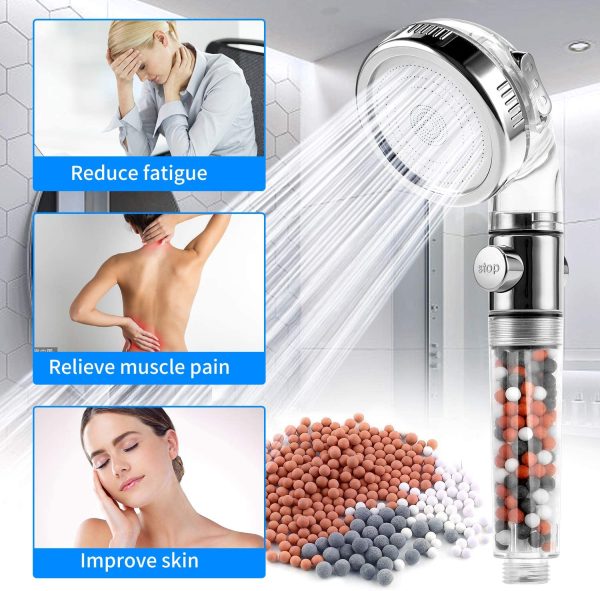 Pommeau Douche Haute Pression Pomme de Douche Anti Calcaire Filtrant，Douchette Économie d'Eau Universelle de Massage 3 Modes De Douche Convient à Salle De Bain – Image 4