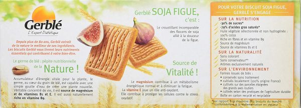 Gerble Vitalité, Biscuit Soja Figue, Sans Huile de Palme, 4 Sachets Individuels, 16 Biscuits, 270 g, 185186