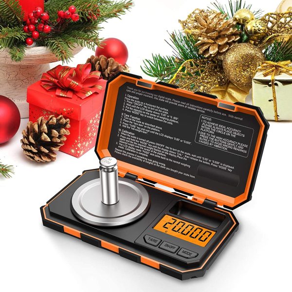 Balance de Précision, 20g/0.001g, 20g de Poids D'étalonnage et Pincettes Électrostatiques, Balance de Poche avec Écran LCD, avec Fonction de Tare, Acier Inoxydable (Batterie Incluse, Orange) – Image 8