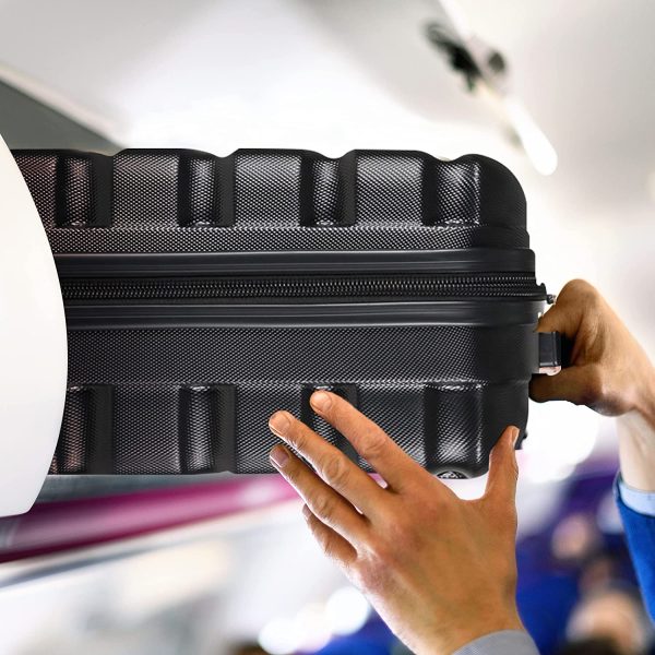 Flight Knight Valise rigide légère en ABS à 4 roues - Approuvée pour plus de 100 compagnies aériennes, y compris easyJet, British Airways, RyanAir, Virgin Atlantic, Emirates et bien plus encore, noir profond, Cabin 21", Ensemble de bagages – Image 4