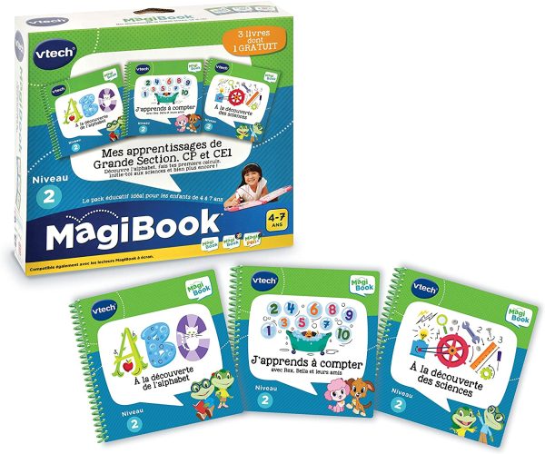 VTech - Livre MagiBook - Mes apprentissages de Grande Section, CP & CE1 - Pack de 3 livres, livres éducatifs ??Version FR – Image 4