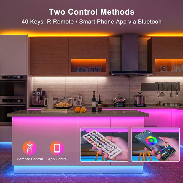 Ruban LED 20M Led Chambre 5050 RGB Bande LED avec Télécommande 40 Touches,Synchroniser avec Rythme de Musique, Contrôlé par APP du Smartphone,LED Ruban pour Maison Décoration, Cuisine, Mariage – Image 4