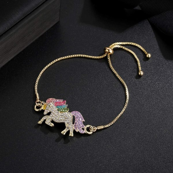 Ensemble de Bijoux Licorne, Ouinne Bracelet Collier de Charme en Cristal Brillant de Licorne pour Filles Femmes Enfant – Image 3