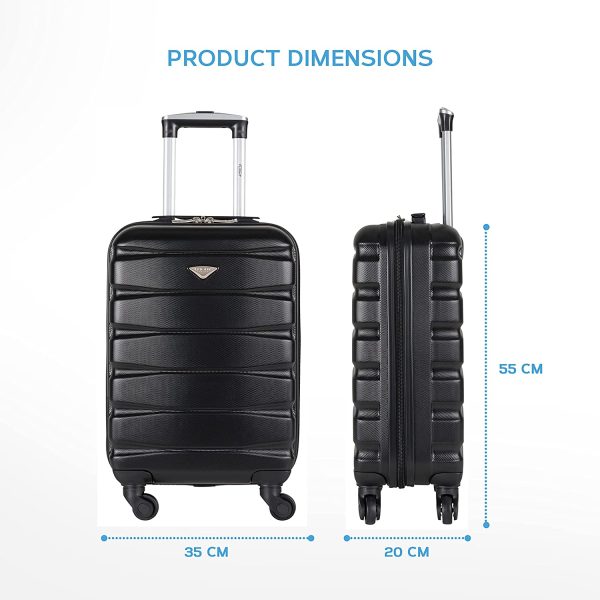 Flight Knight Valise rigide légère en ABS à 4 roues - Approuvée pour plus de 100 compagnies aériennes, y compris easyJet, British Airways, RyanAir, Virgin Atlantic, Emirates et bien plus encore, noir profond, Cabin 21", Ensemble de bagages – Image 5