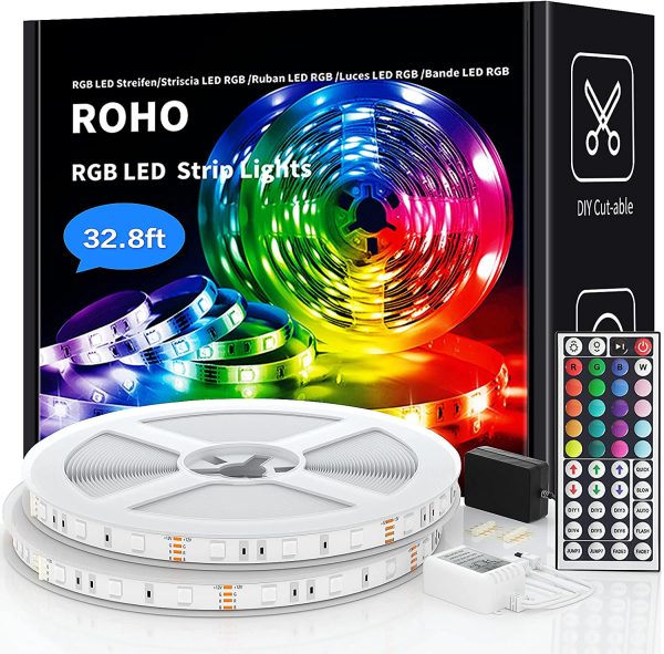 Ruban LED 10m,  Bande LED RGB, SMD 5050 LED Chambre Bande aavec Télécommande vec 20 Changements de Couleur 4 Modes Guirlande LED pour Maison Chambre Cuisine, Décoration de vacances (5m*2) – Image 3