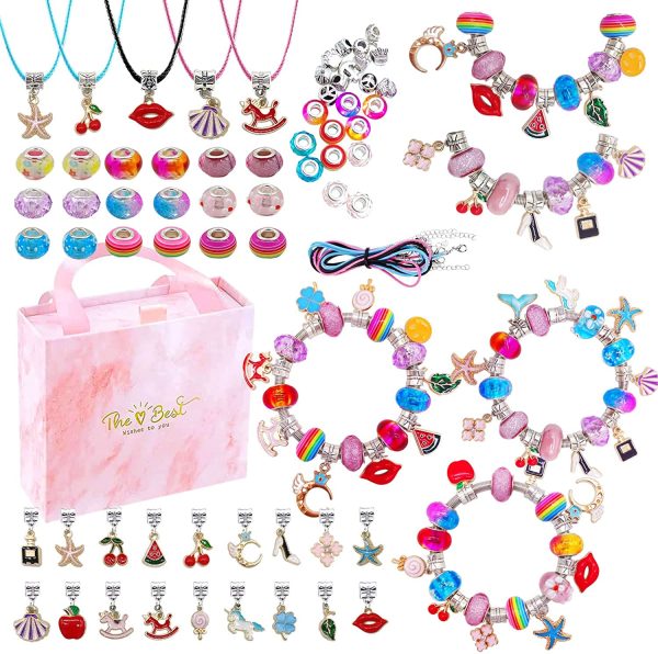 130 Pièces Bracelet Fille - Idee Cadeau Ado Fille, Creation DIY Bijoux Fille, Cadeau Fille 8-12 Ans, Kit Fabrication Bracelet Breloque avec Coffret de Perles, Cadeau de Noel, Anniversaire – Image 2