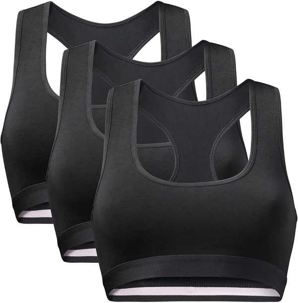 DANISH ENDURANCE Brassière en Coton Bio, Oeko-Tex, sans Armatures, Lot de 1 ou 3 Bralettes, Douce et Confortable au Quotidien, Noir, Gris, Bleu, ou Bordeaux – Image 3