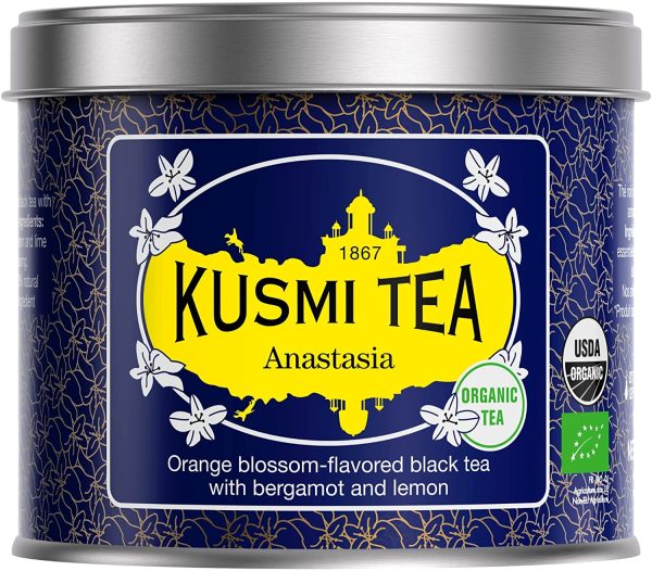 Kusmi Tea -Thé Anastasia bio - Thé Noir à la Bergamote, Aromatisé Fleur d'Oranger - Thé Earl Grey Emblématique - Boîte Thé Métal 100 g - Environ 40 Tasses – Image 4