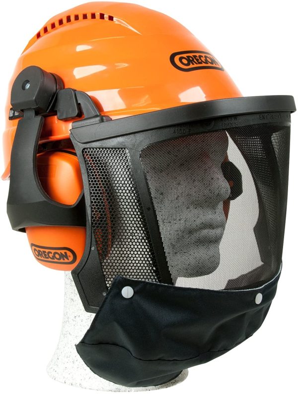 Oregon Waipoua Casque de Sécurité pour Tronçonneuse avec Cache-oreilles de Protection et Visière en Maille & Gants de protection - Mixte Adulte - Jaune (blanc) - L – Image 7