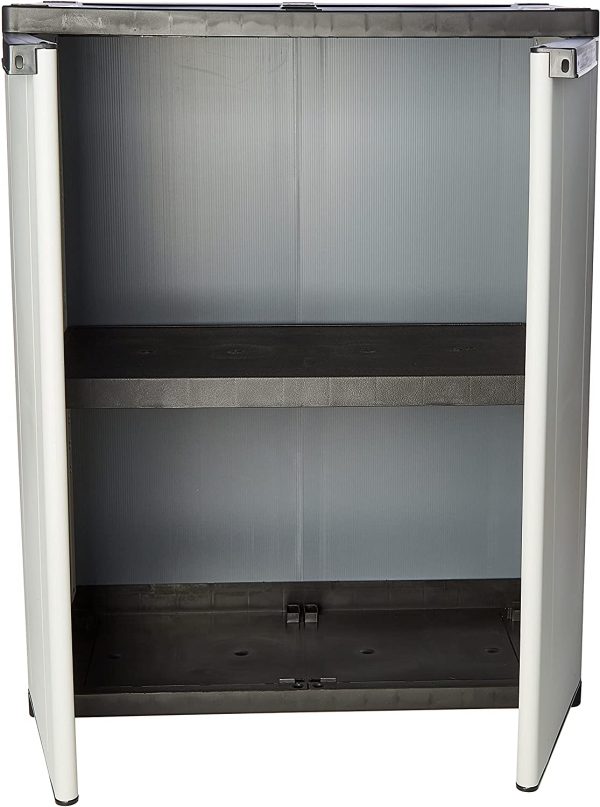 Terry, Jline 68, Armoire en Résine à 2 Portes, 1 Étagère Intérieure, Dimensions : 68x37,5x85 cm, Plastique, Gris