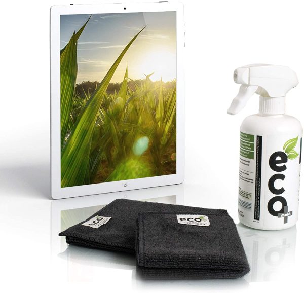 Ecomoist Naturel kit de nettoyage pour écran TV LCD LED Ordinateur tablettes smartphones ordinateurs portables 500ml avec 2 microfibres de haute qualité Vert