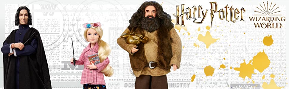 Harry Potter poupée articulée Luna Dragonneau avec un costume en tissu et sa baguette magique