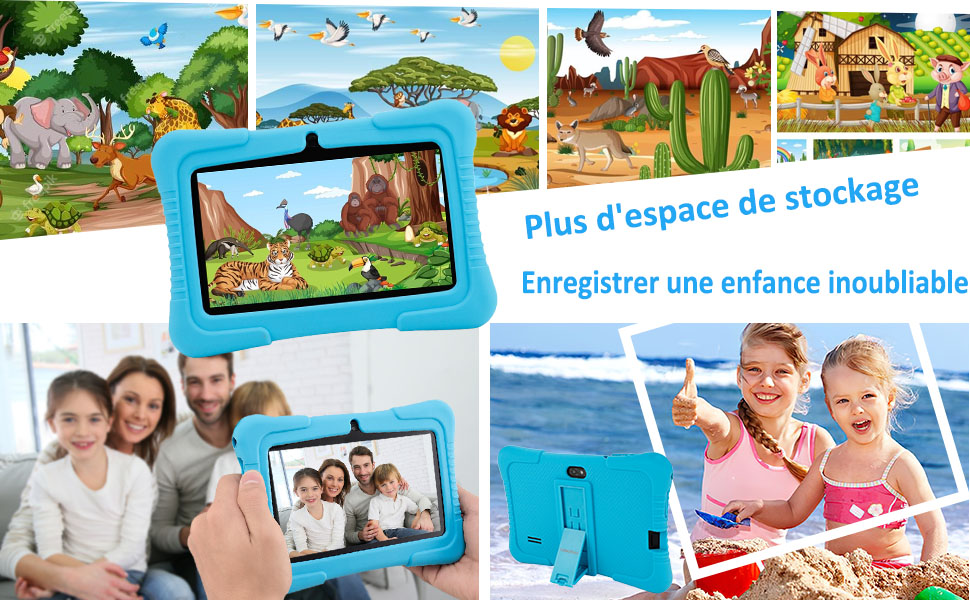 tablette enfants, tablette 7 pouces avec double caméra, tablette Android pour enfants,ROM 1G RAM 16G