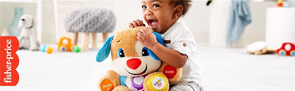 Fisher-Price Puppy Eveil Progressif jouet bébé, peluche interactive, plus de 50 chansons