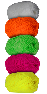 laine fluo, laine pour décoration fluorescente, déco fluo pas cher, laine uv, laine flashy pas cher