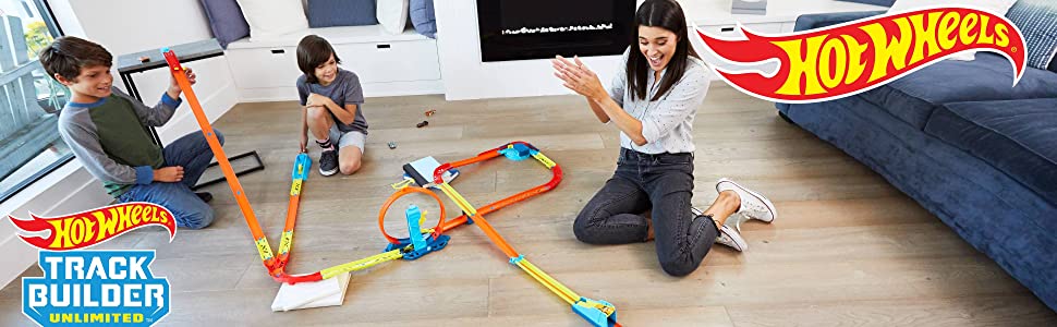 Coffret Hot Wheels Track Builder Unlimited Lanceur et Looping avec Connecteurs, à partir de 4 ans