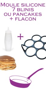 Set moule 7 blinis silicone + flacon verseur