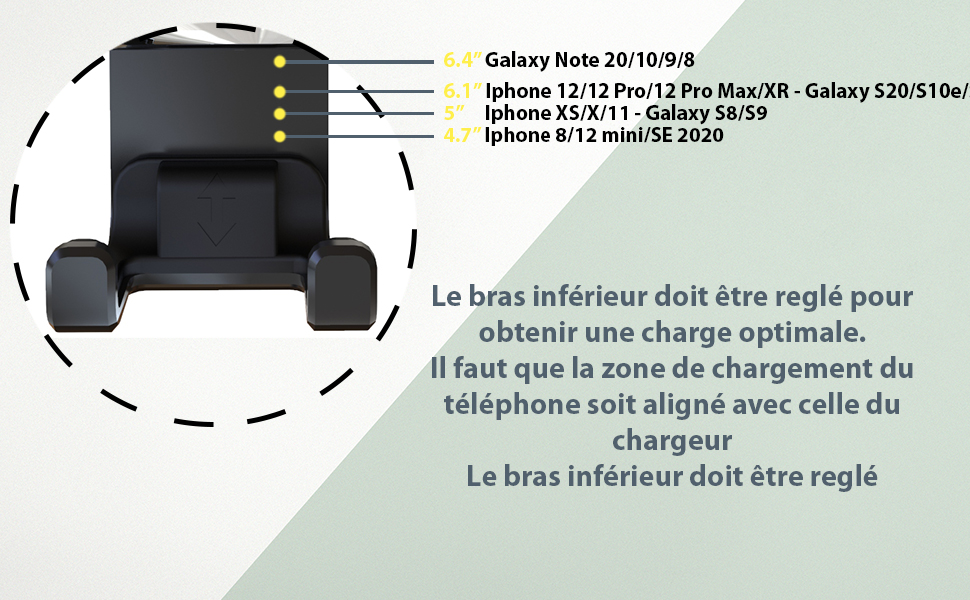 chargeur sans fil voiture porte telephone induction bras telephone reglable