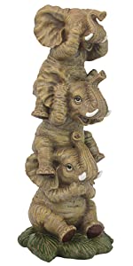 Design Toscano Éléphants Maléfiques Empilés Sourd, Muet, Aveugle Statue de Collection