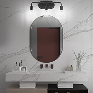 K-Bright applique murale miroir de salle de bain noire