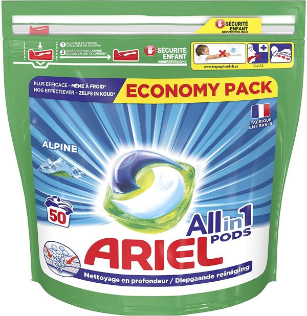 Ariel All-in-1 Pods Parfum Alpine Lessive Capsules, 50 lavages (1 x 50 Pods), Lavage À Basse Température et Parfum Longue Durée – Image 6