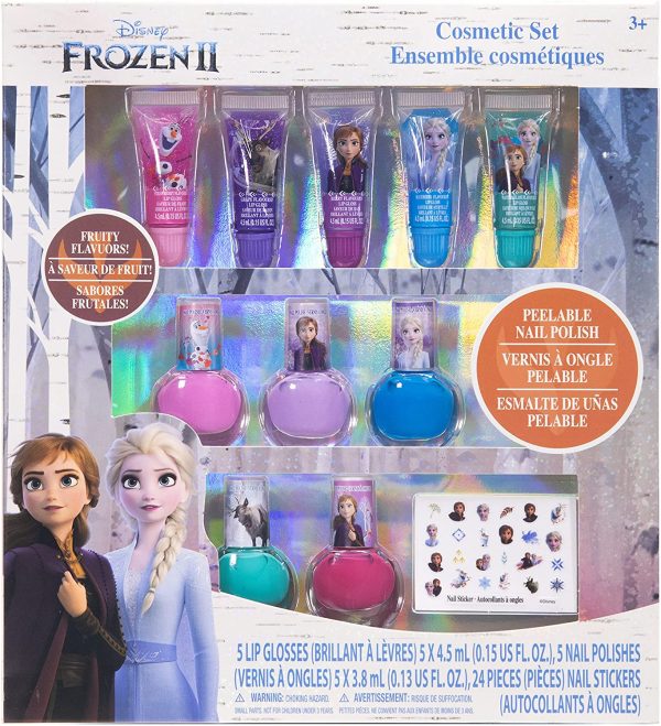 Disney Frozen - Townley Girl Ensemble de maquillage cosmétique pour les filles avec des autocollants pour vernis à ongles brillant à lèvres - 11 pièces | Cadeau d'anniversaire pour les filles 3 ans+ – Image 3