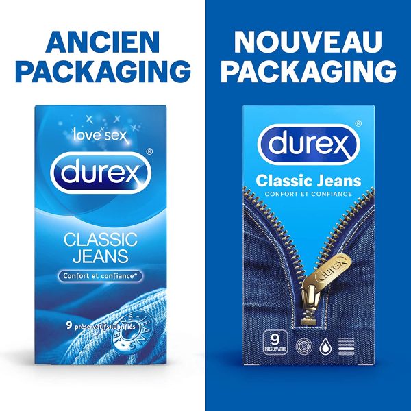 Durex Préservatif Classic Jeans confort et confiance - 9 Préservatifs – Image 2