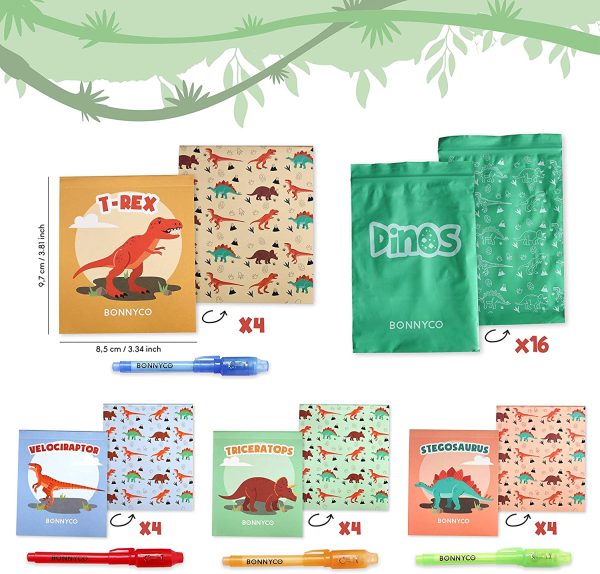 BONNYCO Stylo Encre Invisible et Carnet de Notes, Pack 16 Dinosaure Petits Cadeaux Anniversaire pour Les Garçons et Filles | Cadeau Anniversaire Enfants et Jouets Pinata | Anniversaire Dinosaure – Image 7