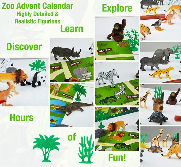 KreativeKraft Calendrier De L'avent Enfant avec Animaux du Zoo, Calendriers De Noël pour Enfants Garçon Ou Fille avec 24 Jouets À Découvrir – Image 6