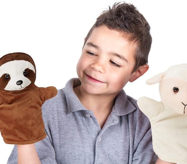 Relaxdays marionnettes pour Enfants, Lot de 8 Animaux, Singe, Licorne, Paresseux, Flamant, poupées, Peluche, colorés ,, 8er Set Tiere – Image 5