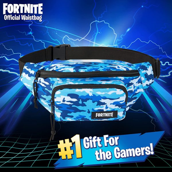 Fortnite Sac Banane Enfant, Petite Sacoche Enfant Garcon, Pochette Ceinture pour Sport, Vélo, Randonnée Et Voyage, Idée Cadeau Anniversaire Fortnite Enfants Et Ado (Camo Bleu)