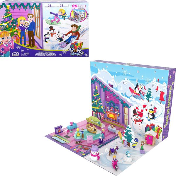 Polly Pocket Calendrier de l’Avent sur le thème de Noël en famille avec 25 surprises, jouet pour enfant dès 4 ans, GYW07 – Image 2