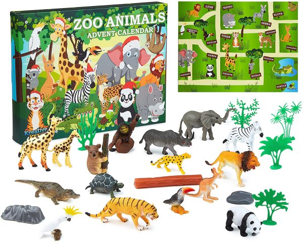 KreativeKraft Calendrier De L'avent Enfant avec Animaux du Zoo, Calendriers De Noël pour Enfants Garçon Ou Fille avec 24 Jouets À Découvrir – Image 4