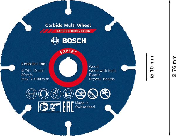 Professional 1x Disque à tronçonner Expert Carbide Multi Wheel (pour Bois dur, Ø 76 mm, Accessoire Mini meuleuse angulaire) – Image 2