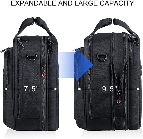 18" Sac à Main Sacoche pour Ordinateur Portable Jusqu'à 17,3" Sacoche Imperméable Extensible Porte-doucments à Bandoulière avec Poches RFID pour Voyage/Affaires/Collège/Homme Laptop Bag – Image 5