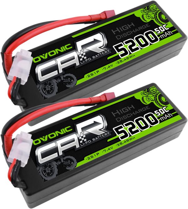 Batterie Lipo 2s 5200mAh 50C 7.4V Étui Rigide avec Connecteur Dean Style T pour Avion RC Hélicoptère RC Voiture RC Bateau Hobby (2 Packs) – Image 6